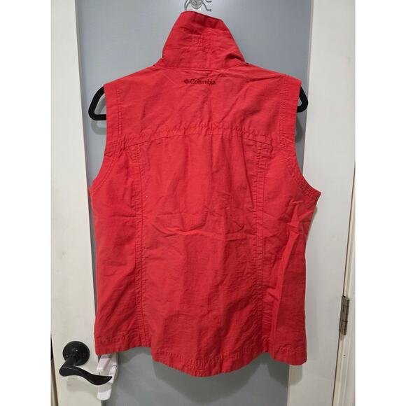 Vintage Columbia Red Zip Vest Womens L Hiking Trail Outdoor Utility Travel - Picture 6 of 6